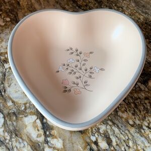 Pfaltzgraft Heart shaped Ceramic Dish with Flower and Leaf graphics.